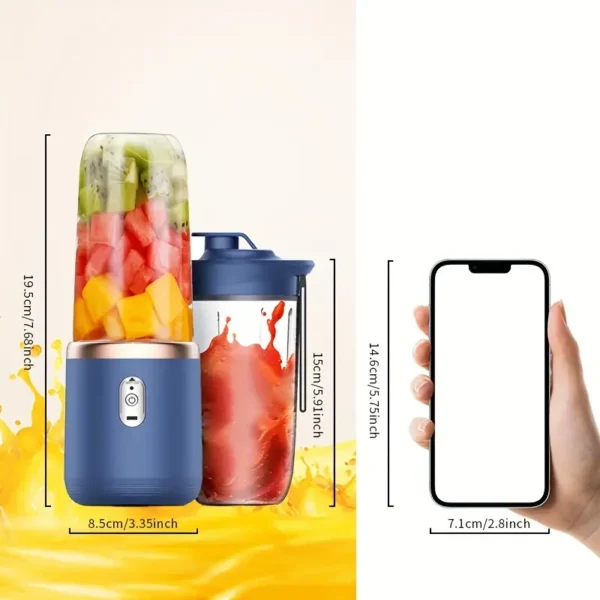 ⁦كوب عصير محمول يعمل بالطاقة من USB: مثالي للعصائر ، أثناء التنقل ، تصميم شفرات من الفولاذ المقاوم للصدأ سهل التنظيف، متين وخفيف الوزن.⁩ - الصورة ⁦2⁩
