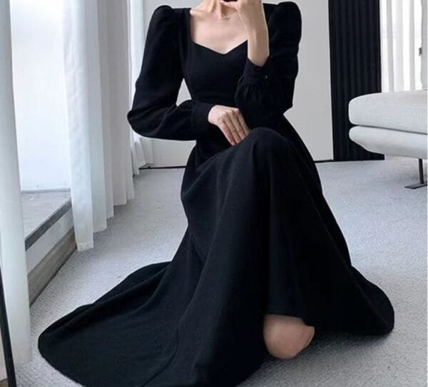 ⁦فساتين شاي نسائية بأكمام طويلة فستان راقي وذا جودة عاية⁩ - الصورة ⁦3⁩