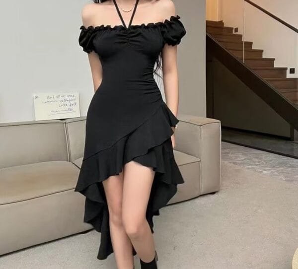 ⁦فساتين نسائية بأكمام قصيرة انيق للحفلات والمناسبات⁩ - الصورة ⁦4⁩