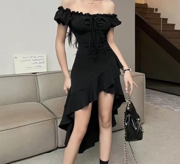 ⁦فساتين نسائية بأكمام قصيرة انيق للحفلات والمناسبات⁩ - الصورة ⁦3⁩