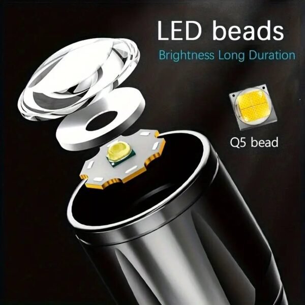 ⁦مصباح يدوي KOULIT فائق السطوع LED - قابل لإعادة الشحن عبر USB ثلاثة أوضاع⁩ - الصورة ⁦2⁩