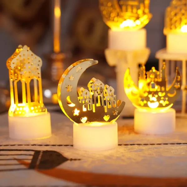 ⁦مجموعة 6 أضواء طاولة رمضان LED - زينة وحيوية، موفرة للطاقة، تعمل بالبطارية⁩ - الصورة ⁦3⁩