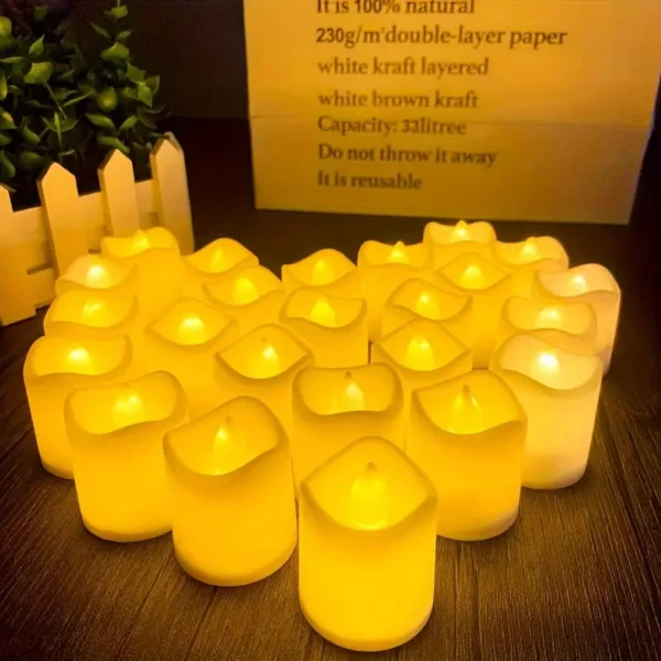 ⁦12 شموع LED عديمة اللهب مع فم مموج، شموع وامضة تعمل بالبطارية⁩ - الصورة ⁦2⁩