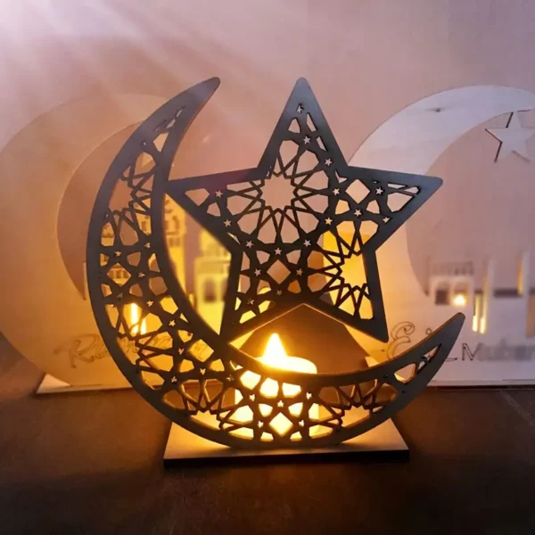 ⁦ديكور طاولة خشبي إبداعي للقمر والنجمة DIY - لرمضان⁩ - الصورة ⁦2⁩