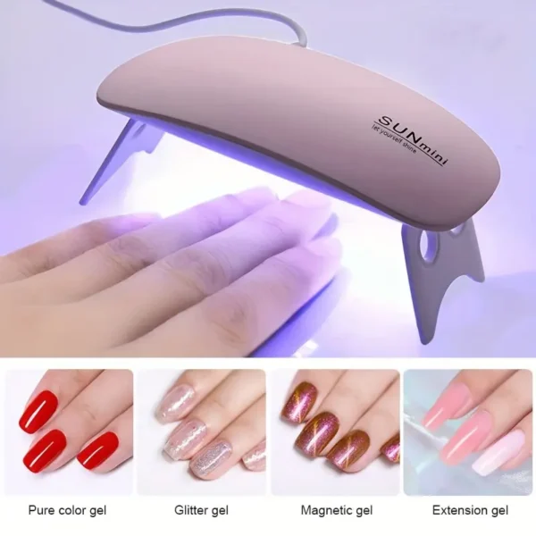 ⁦مصباح تجفيف الأظافر الصغير HOTU UV/LED مع ضوء جل USB مايكرو ومعدات فن الأظافر بـ 3 خرزات LED⁩ - الصورة ⁦2⁩