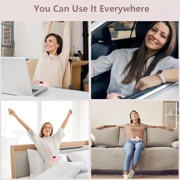 ⁦حزام الخصر المحمول الذكي للتدفئة بالاهتزاز، 4 أوضاع للتدليك، درجة حرارة قابلة للتعديل، حزام دافئ للعناية بالرحم، منتج للعناية بالجسم الشخصي، بدون رائحة، بطارية ليثيوم قابلة لإعادة الشحن عبر USB، 1800⁩ - الصورة ⁦2⁩