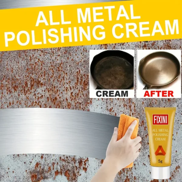 ⁦كريم تنظيف المعدن FIXINI ALL METAL، 5 جرام، منظف مطبخ متعدد الاستخدامات، مزيل للصدأ، معجون تنظيف المعدن مع إسفنجة⁩ - الصورة ⁦2⁩