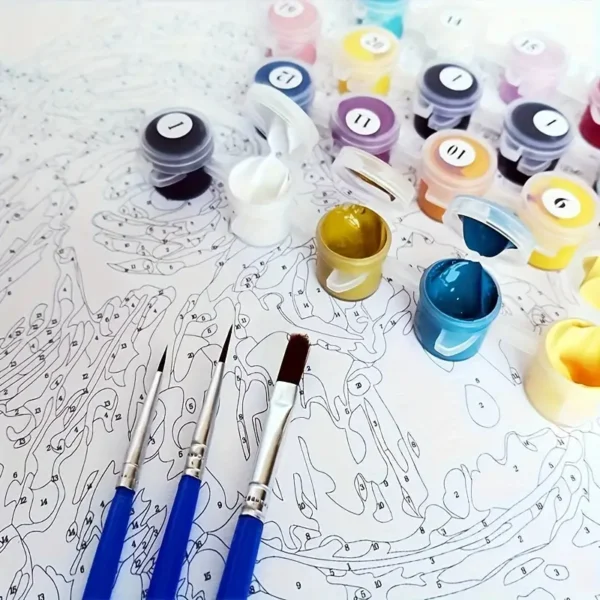 ⁦مجموعة رسم شجرة فصول السنة بأرقام للبالغين من دورف، مجموعة لوحة قماشية للرسم بمقاس 40.64x50.8 سم⁩ - الصورة ⁦2⁩